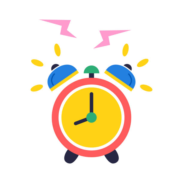 illustrazioni stock, clip art, cartoni animati e icone di tendenza di icona della sveglia isolata design piatto dell'offerta scolastica vettore - fun time