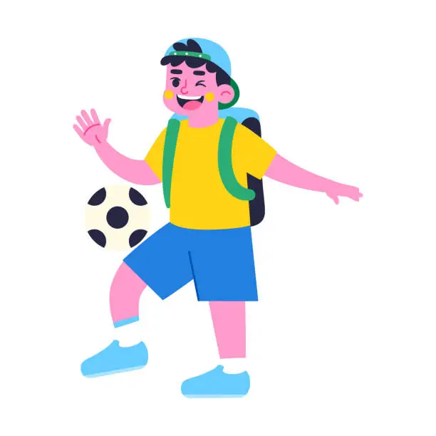 Vector illustration of Isolated boy character playing with a soccer ball Back to school Vector