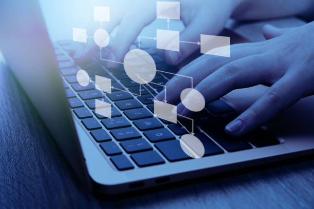 istock Business process concept. Business process and workflow automation with flowchart, management approval. 1465610153