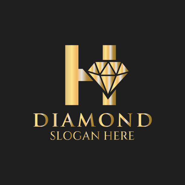 ilustrações de stock, clip art, desenhos animados e ícones de letter h diamond logo design. jewelry logo with diamond icon vector template - diamond letter h alphabet text