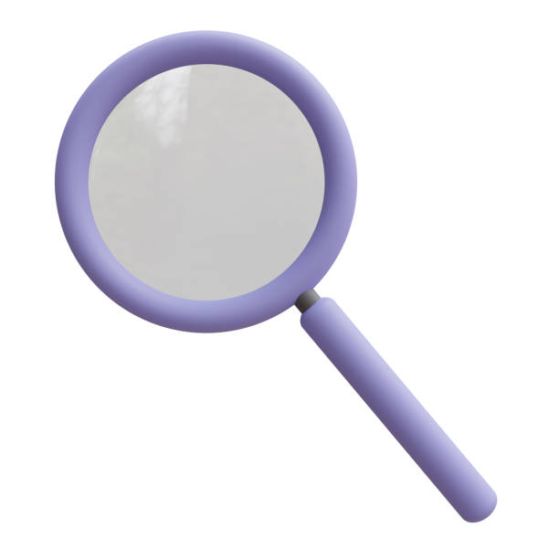 istock Blue magnifying glass cartoon minimal icon isolated on white background, 3d 1465612517