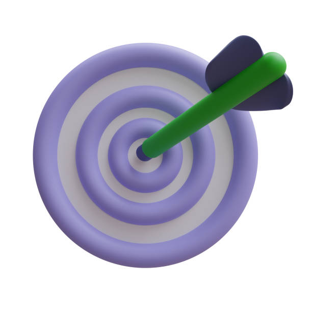 istock Arrow on a target, cartoon minimal icon. Bullseye aim isolated on white background 1465612546