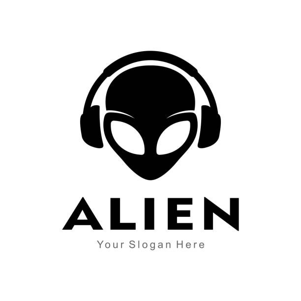 illustrazioni stock, clip art, cartoni animati e icone di tendenza di logo alieno - mascot alien space mystery