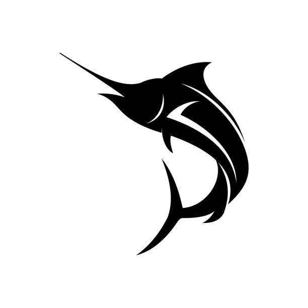 illustrations, cliparts, dessins animés et icônes de logo du poisson marlin - swordfish