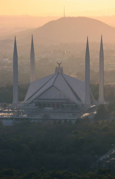istock Faisal mosque Islamabad aerial view as seen from Daman-e-koh during sunset 1465621885