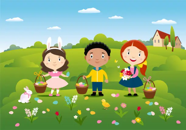 Vector illustration of Egg hunting