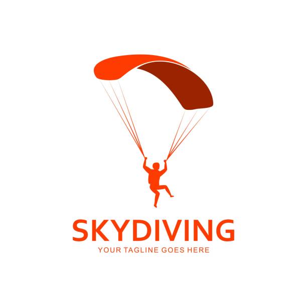 ilustraciones, imágenes clip art, dibujos animados e iconos de stock de logotipo de paracaidismo - parapente