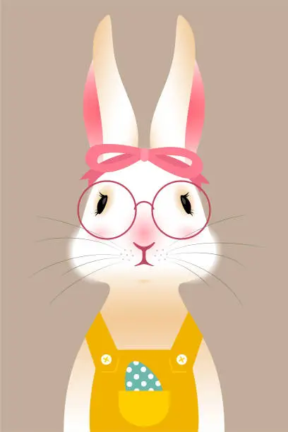 Vector illustration of Easter bunny postcard