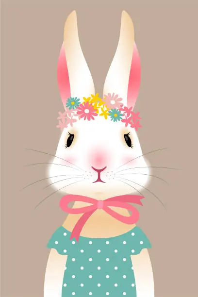 Vector illustration of Easter bunny postcard