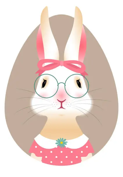 Vector illustration of Easter bunny postcard