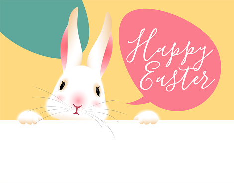 Cute Easter bunny on a banner.