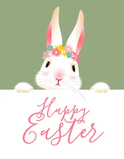 Vector illustration of Easter bunny banner