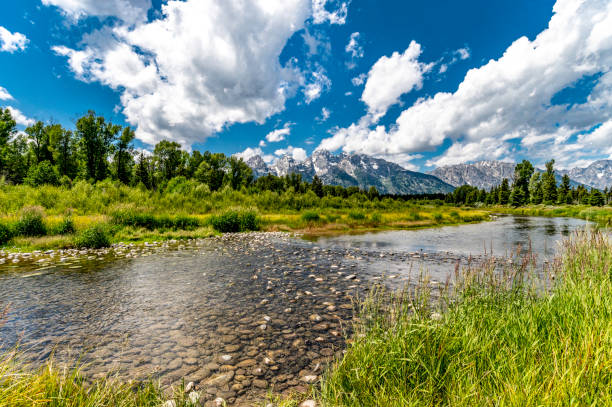 istock Scenic tranquil river in Grand Teton National Park 1465627516
