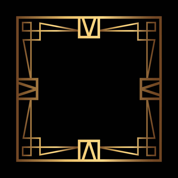 Art Deco Gold Square vector frame on black. Isolated metal border with empty space Art Deco Gold Square vector frame on black background. Isolated metal border with empty space gatsby stock illustrations