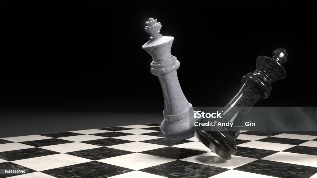 3d render of chess pieces on the board. The White King knocks down the Black King. Business concept. 3d render of chess pieces on the board. The White King knocks down the Black King. Business concept. mixed media Backgrounds Stock Photo