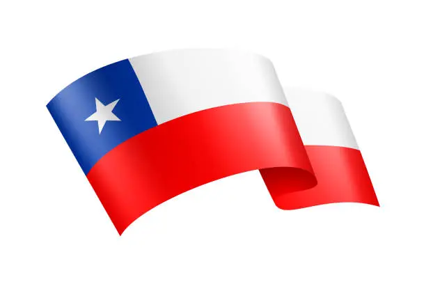 Vector illustration of Chile Flag Ribbon. Chilean Flag Header Banner. Vector Stock Illustration