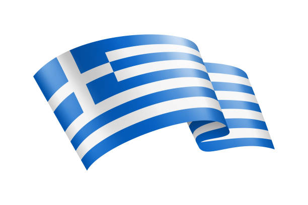 ギリシャ国旗リボン。ギリシャ国旗ヘッダーバナー。ベクター画像ストックイラストレーション - greek flag点のイラスト素材／クリップアート素材／マンガ素材／アイ�コン素材