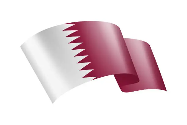 Vector illustration of Qatar Flag Ribbon. Qatari Flag Header Banner. Vector Stock Illustration