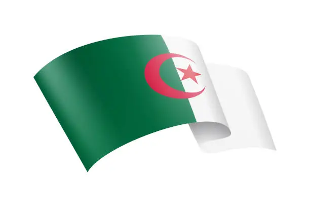 Vector illustration of Algeria Flag Ribbon. Algerian Flag Header Banner. Vector Stock Illustration