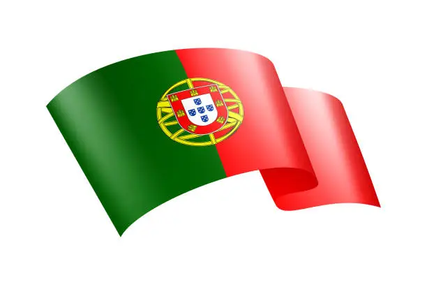 Vector illustration of Portugal Flag Ribbon. Portuguese Flag Header Banner. Vector Stock Illustration