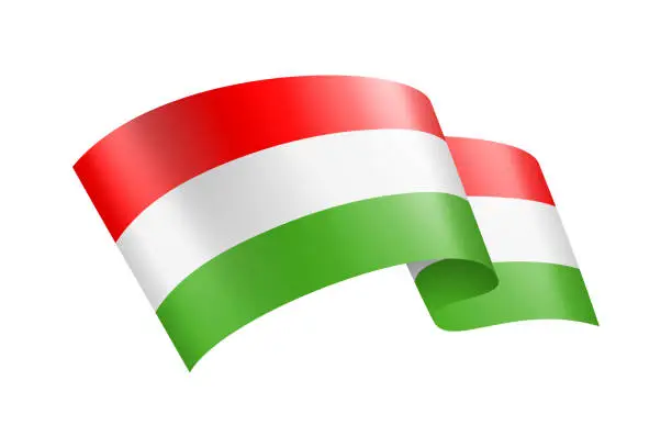Vector illustration of Hungary Flag Ribbon. Hungarian Flag Header Banner. Vector Stock Illustration