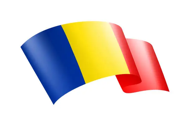 Vector illustration of Romania Flag Ribbon. Romanian Flag Header Banner. Vector Stock Illustration