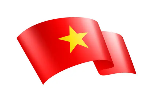 Vector illustration of Vietnam Flag Ribbon. Vietnamese Flag Header Banner. Vector Stock Illustration