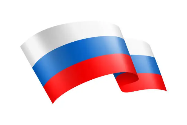 Vector illustration of Russia Flag Ribbon. Russian Flag Header Banner. Vector Stock Illustration