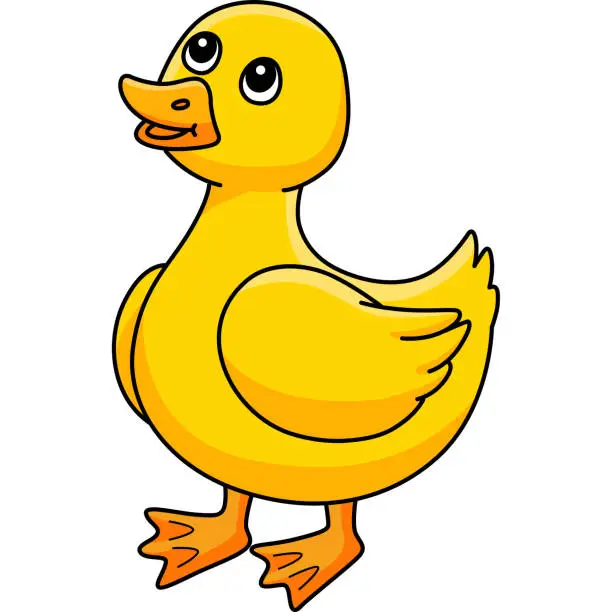 Vector illustration of Spring Duckling Cartoon Colored Clipart