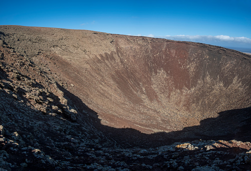 Panoramic The Calderon Hondo volcano on the island of Fuerteventura
