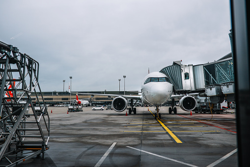 Parked planes at the airport