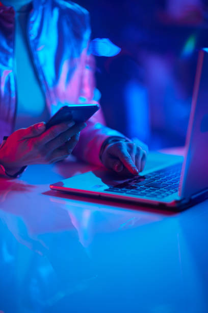 Closeup on woman using smartphone applications