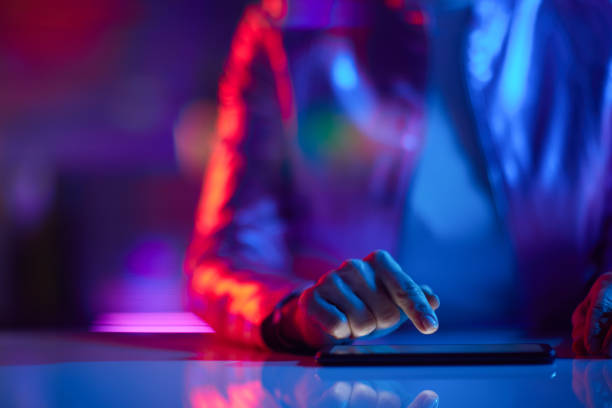 Closeup on business woman using smartphone applications