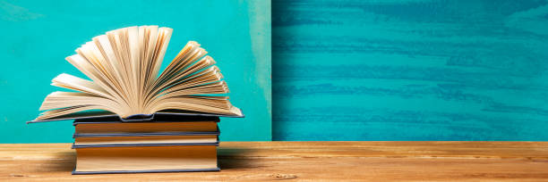istock Vintage old hardback books. Education background. Back to school. Copy Space. 1465649774