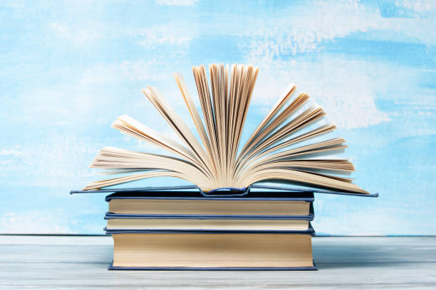istock Vintage old hardback books. Education background. Back to school. Copy Space. 1465649917