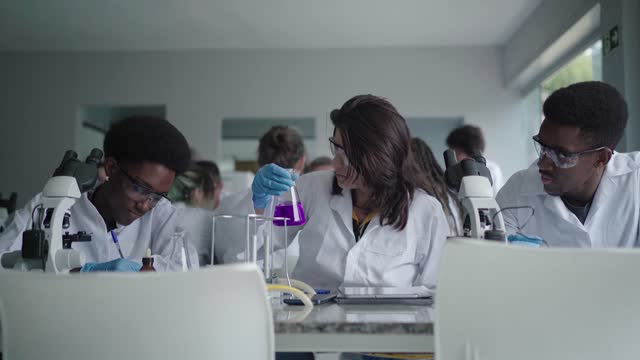 Students doing research in the laboratory