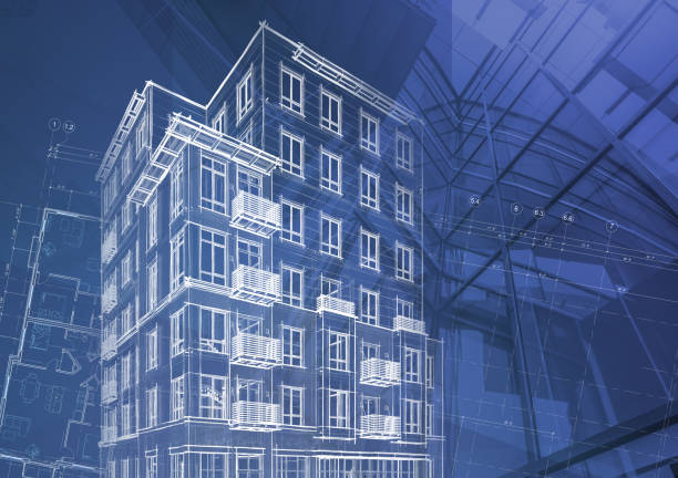istock Architectural sketches of a new residential development 1465658969