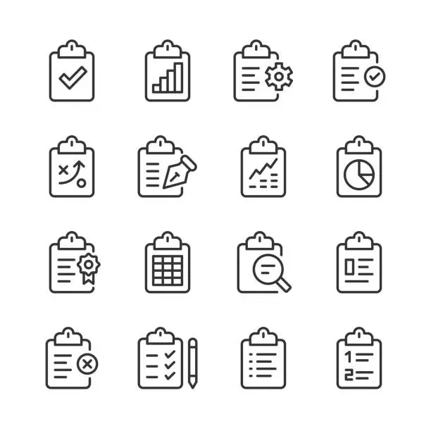 Vector illustration of Clipboard Icons — Monoline Series