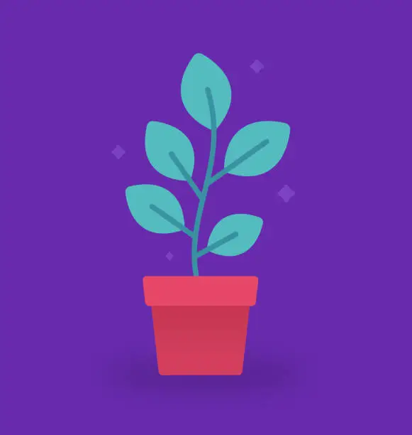 Vector illustration of Potted Plant Growing