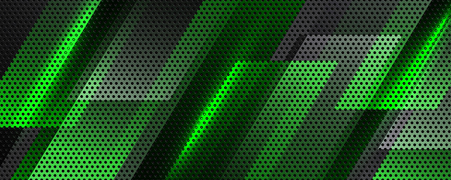 3D green gray techno abstract background overlap layer on dark space with lines diagonal effect decoration. Modern graphic design element perforated style for banner, flyer, card, brochure cover, or landing page