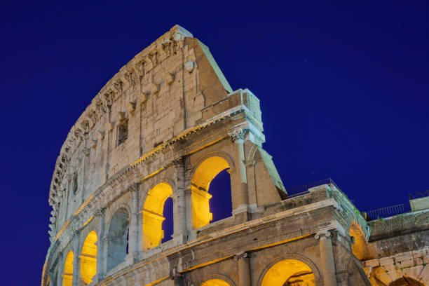 The illuminated Coliseum in Rome Italy at Night