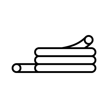 Hose icon. Black contour linear silhouette. Front side view. Editable strokes. Vector simple flat graphic illustration. Isolated object on a white background. Isolate.