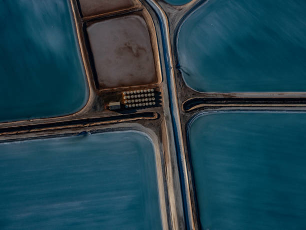 istock Abstract aerial view of salt works 1465685569