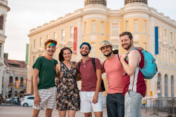 istock Group of tourists enjoying their vacation 1465685968