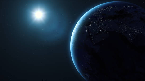 istock Planet Earth, Night View, Sun Lights, Space view 1465691196