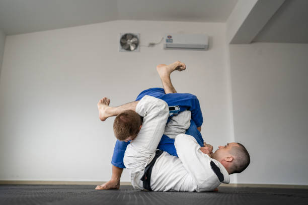 brazilian jiu jitsu bjj concept training martial arts combat sport stock photo