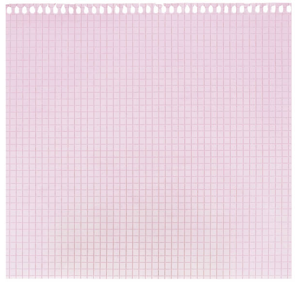 istock Checked spiral notebook page paper background, old aged pink chequered ring binder sheet flat lay copy space, horizontal squared pattern maths notepad, torn out isolated blank empty blocknote notepaper closeup, school concept metaphor large detailed macro 1465696718