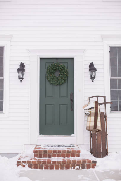 istock Front door of a house ready for Christmas 1465697043