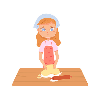 Free Little Girl Cooking Cake Clipart in AI, SVG, EPS or PSD