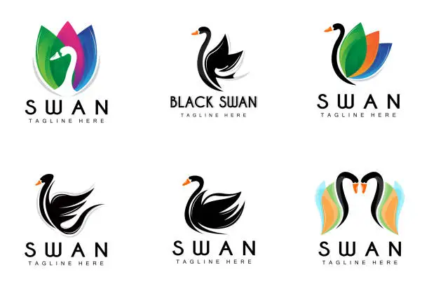 Vector illustration of Swan Logo, Bird Animal Design, Duck Logo, Product Brand Label Vector